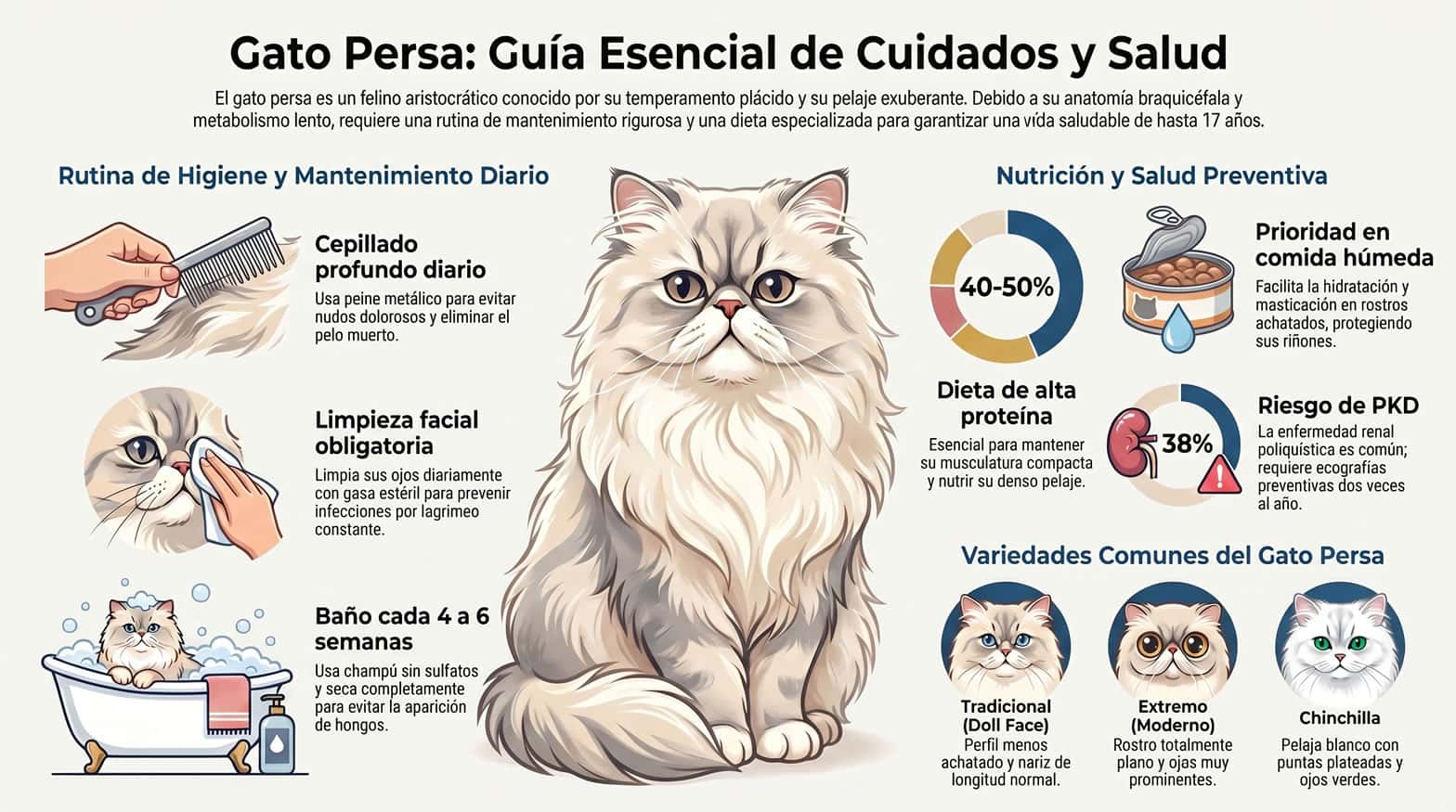 Guia esencial sobre el cuidado y salud de un gato persa
