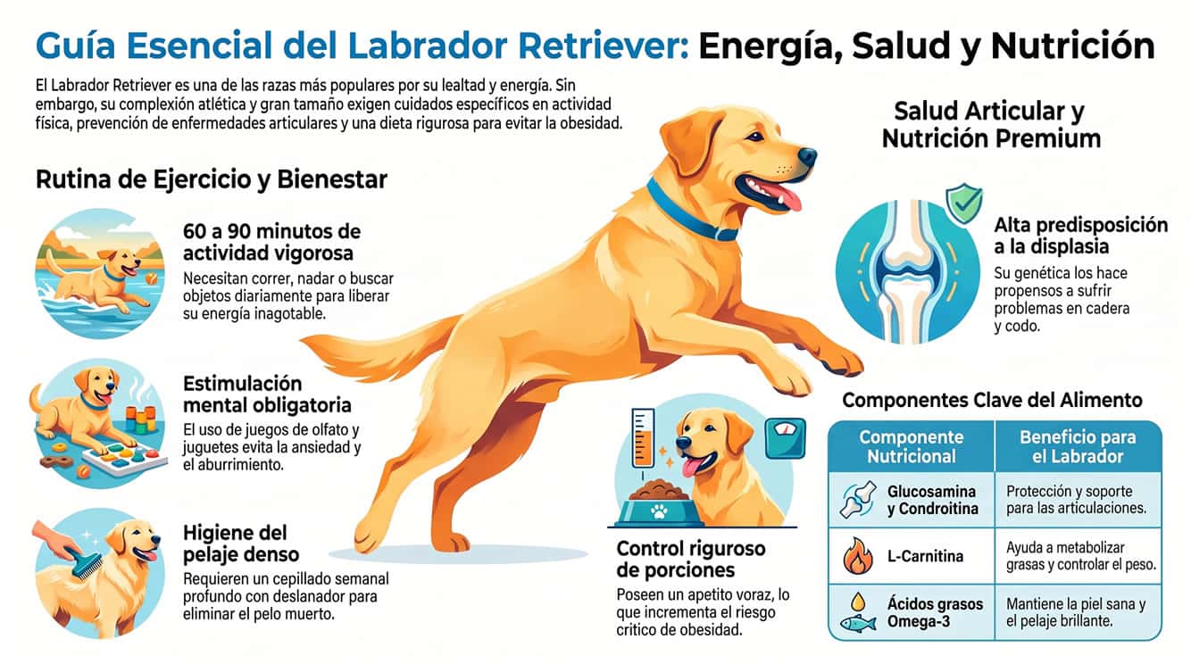 Infografia de cuidado del perro labrador