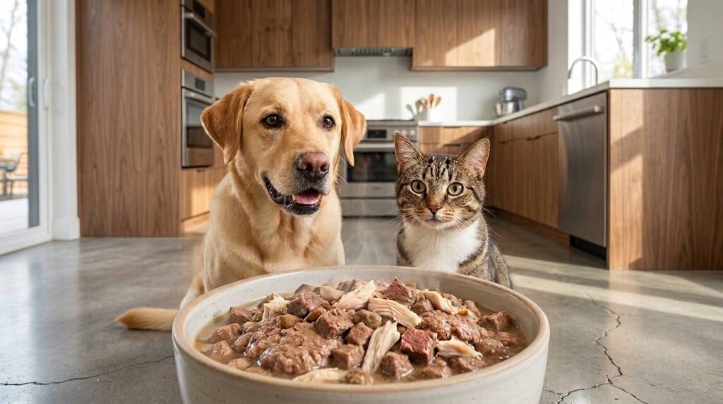 beneficios de la comida húmeda para mascotas gatos y perros