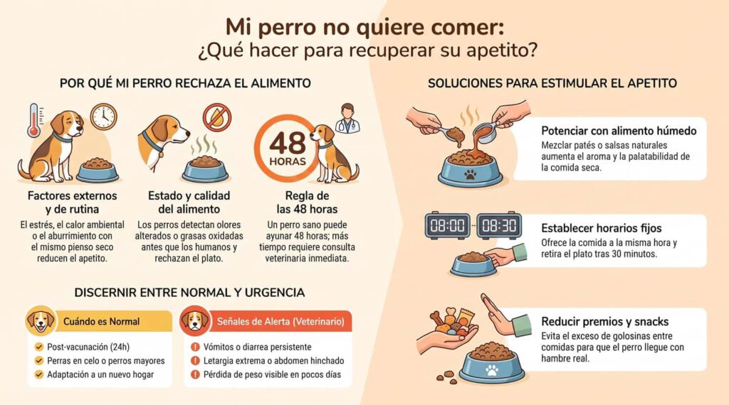 infografia sobre consejos cuando tu perro no quiere comer